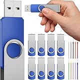 Bulk 10 Pack USB Flash Drives 512MB Thumb Drive, USB 2.0 Memory Stick Swivel Jump Drive Blue Value P