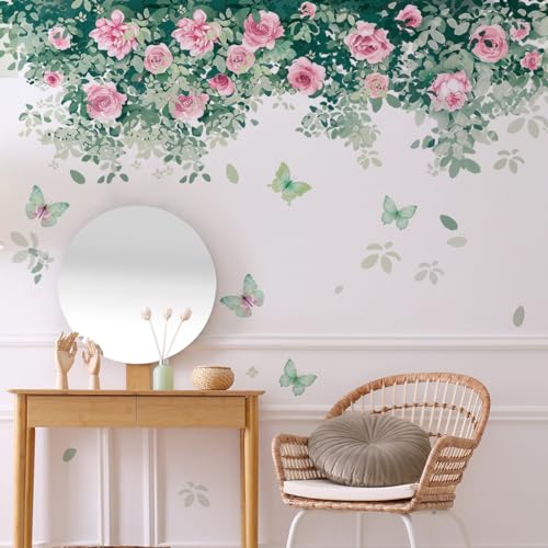 Vinilo Decorativo Floral Rosa y Mariposa miniatura 5