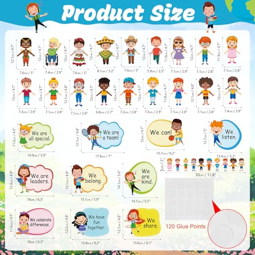 Image of HIQINLUG Diversity Strength Bulletin Board Decorations Set - Diversity Classroom Decor, Multicultural Bulletin Board, Earth Day Classroom Decor, Paper Cutouts, Wall Art