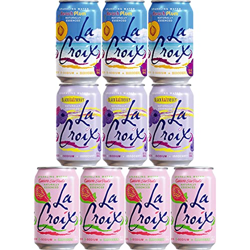 La Croix Beach Plum, Guava Sao Paulo, Black Razzberry Sparkling Water Variety Pack, 12oz (Pack of 10, Total of 120oz)