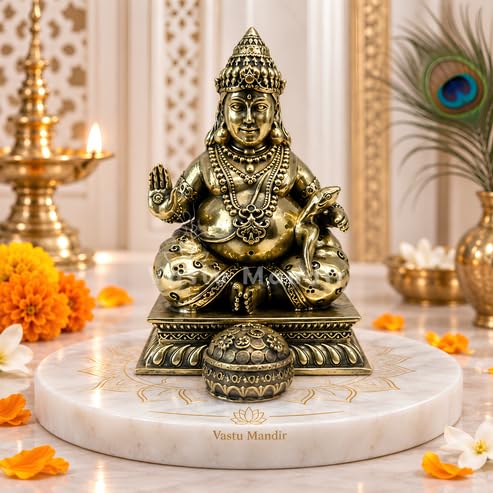 Image of Brass Dhan Kuber Ji Idol, Vastu Remedy for Wealth (3 Inch, 144 g)