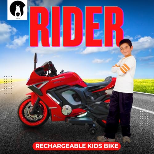 LITTLE PUP R9 Bike Battery Operated Bike for Kids | Electric Bike for Child | LED Light & Music | Baby Ride on Toy Rechargeable Battery | for Kids to Drive 2 to 10 Years Boys and Girls (Red) - Image 2