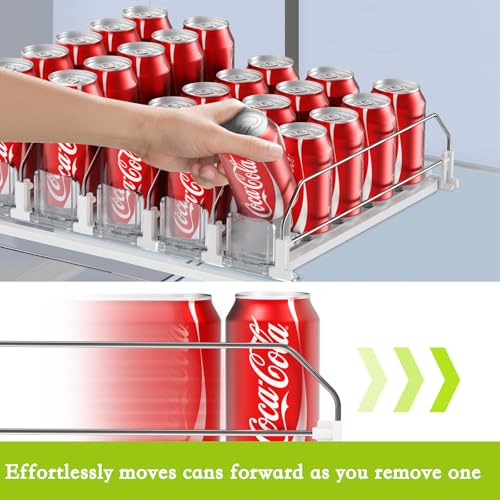 Drink Organizer for Fridge,Self Pushing Fridge Drink Organizer,Automatic Drink Dispenser for Fridge-Holds up to 25 Cans - Additional View