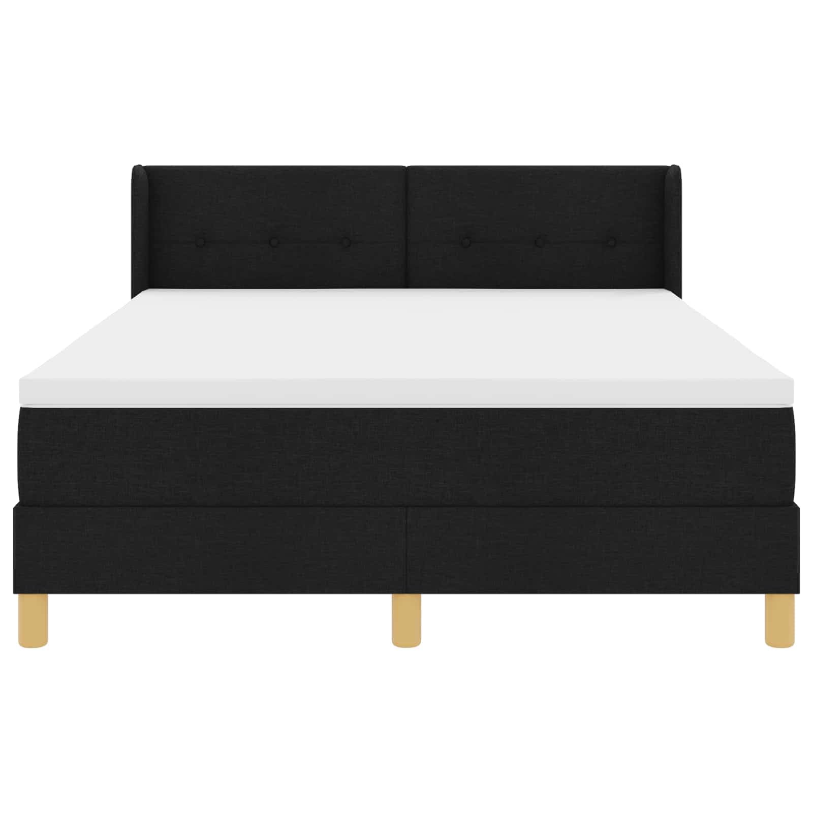 Boxspringbett Schwarz 200x140 cm mit verstellbarem Kopfteil, stabilen Lattenrost und Matratze, Polyester Bezug, Holzrahmen Kiefer, Doppelbett für Schlafzimmer oder Gästezimmer