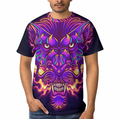 Chemise tshirt homme tête de dragon de feu idéal pour les sorties d'été décontractées