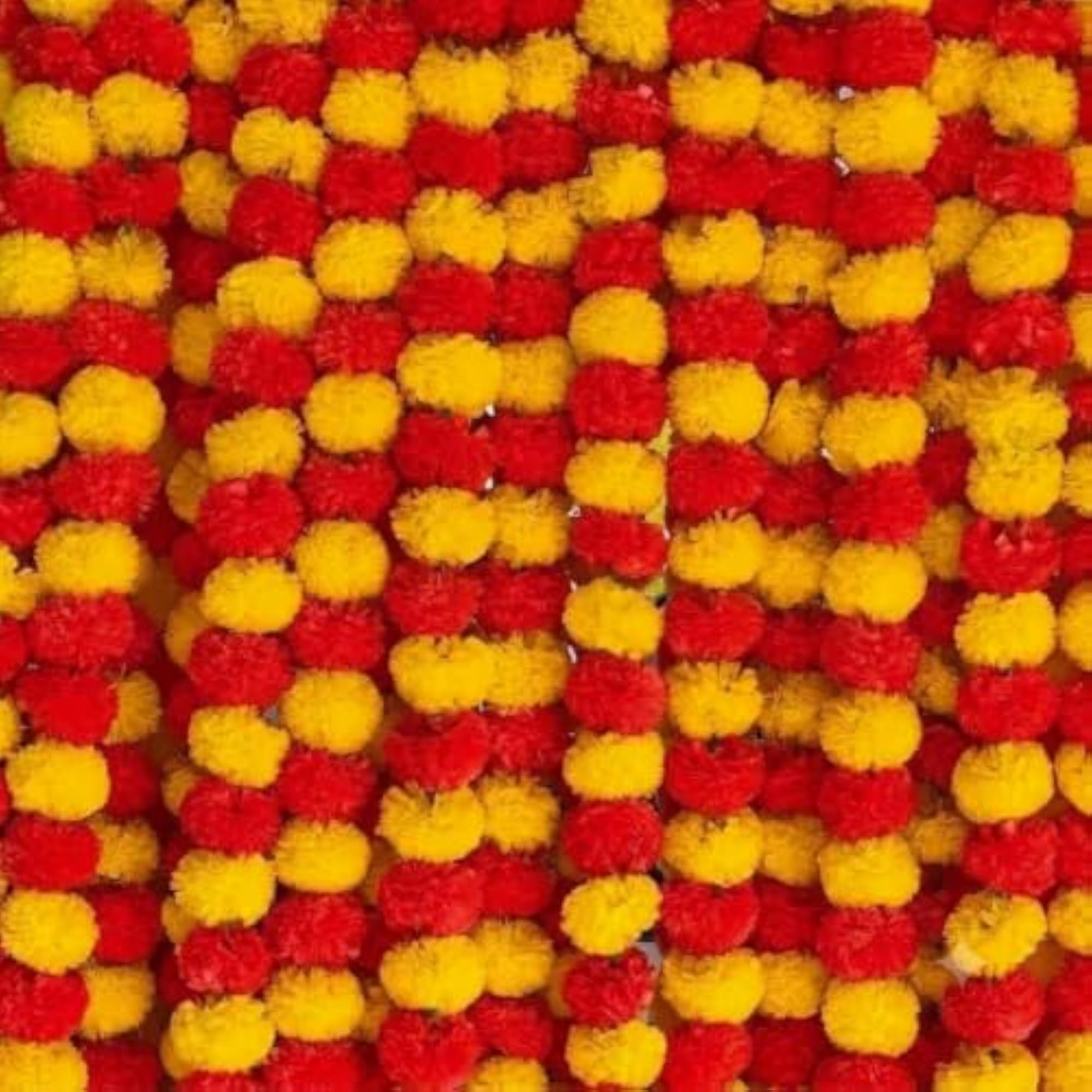 Artificial Marigold Flower Garlands, 5 Ft Length