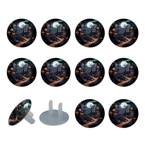 24 Packs Baby Child Proofing Outlet Covers Halloween Castle Safety Socket Caps for Electrical Power Wall Plates