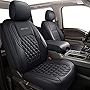 Huidasource Silverado Seat Covers, Waterproof Leather Car Seat Cover, Custom Seat Cushion Protector Fit for 2003-2013 and 2019-2022 Chevy Silverado Sierra 1500 2500HD 3500HD (Full Set/Black)