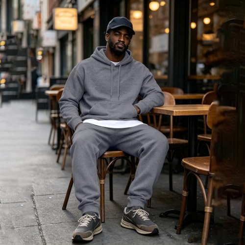 Mens Sweat Set Hooded Sweatshirt Fleece Track Pants Jogger 2 Piece Outfits - image 9