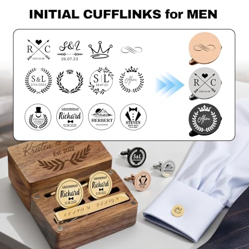 Gemelos personalizados con monograma para hombre miniatura 4