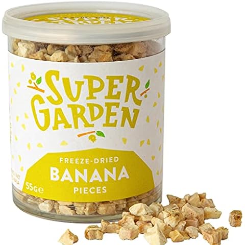 Freeze Dried Banana Pieces - Freeze Dried Fruit - Flavourful, Nutritious Freeze Dried Banana Pieces - No Gluten, Preservatives or Added Sugar - Dried Berries Vegan Snacks by Super Garden (55g) Cover