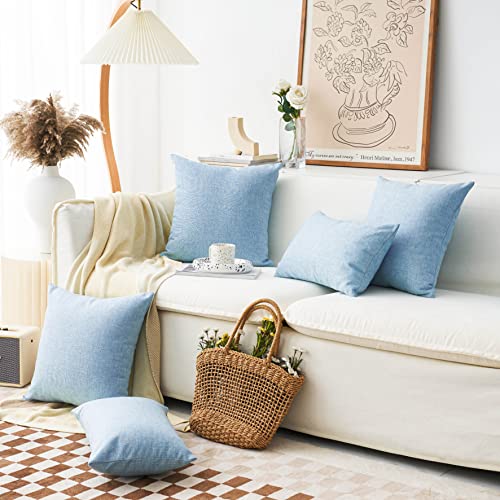 Home Brilliant 65x65 Cushion Cover Set of 2 Linen Large Blue Cushion Cover for Patio Sofa Bed Handmade Throw Pillows 65x65 cm - Image 2