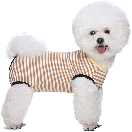 Amazon Kuveela Pet 犬用術後服 中小型犬服 術後服 術後ウェア 術後カバー服 保護服 エリザベスカラーに代わる オス メス兼用 避妊 離乳 傷口保護 オレンジストライプ ｍ Kuveela 服 アクセサリー 通販