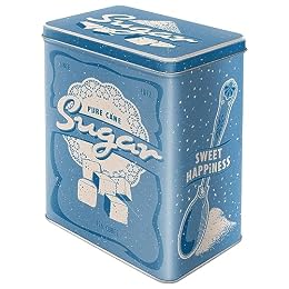 Nostalgic-Art Retro storage tin box L, 101.4 oz, Sugar – Gift idea for the kitchen, large metal sugar can, vintage design
