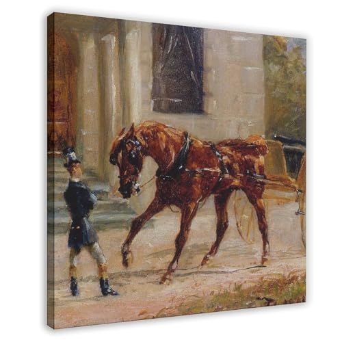 Toile Crew at Bosc de Toulouse-Lautrec, tableau d'art carré de 30 cm