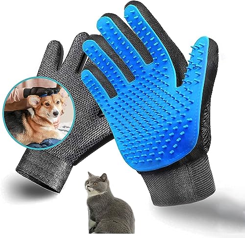 Pet Dog Cat Grooming Glove, Pet Hair Remover Mitt, Gentle Deshedding Brush Glove, Enhanced Five Finger Design for Dog Cat - Image 4