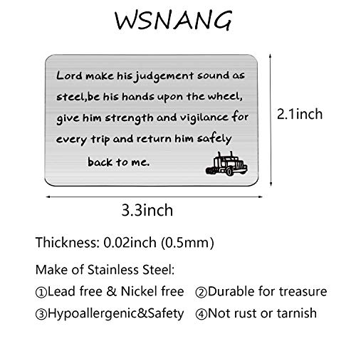 WSNANG Truck Driver Gift Drive Safe Wallet Card for Daddy Husband Trucker Prayer Gift for Truckers Wife Girlfriend (Trucker WC)2
