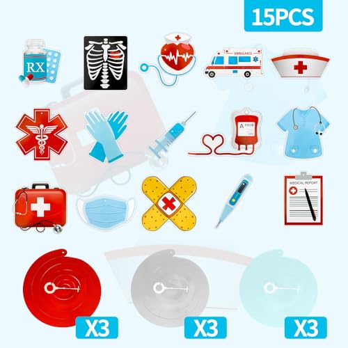 Image of Nurses Week Hanging Swirl Decorations, 30 PCS Red and Blue Nurse Graduation Party Supplies Foil Whirls Ceiling Streamers Thank You /Happy Nurse Doctor Medical RN Appreciation Gifts Bulk Party Birthday