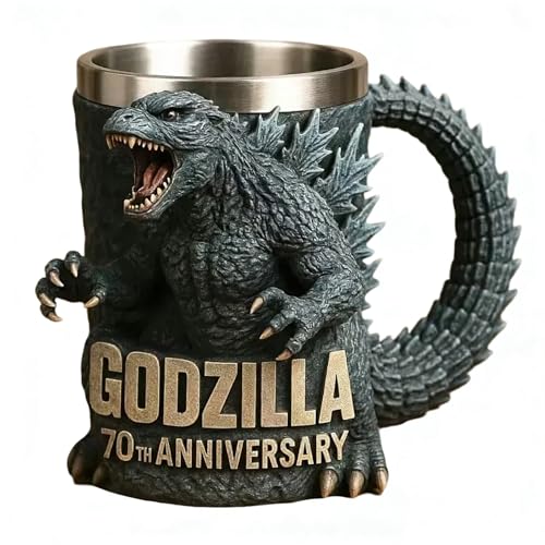 jiejack Godzilla Personalisierte 3D-Kaffeetasse Kreative Relief-Becher Geschenk für Filmliebhaber Fans Geschenkidee Trinkglas mit 3D-Design (A)