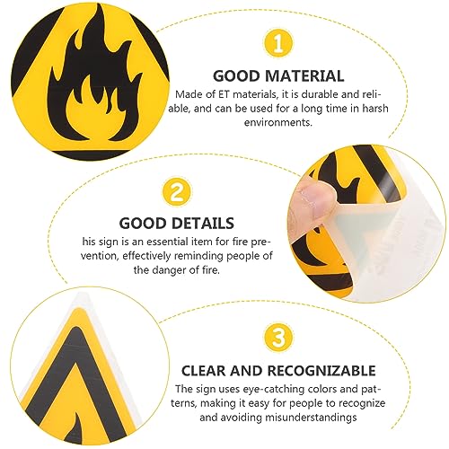 Yardwe Sinal De Perigo De Incêndio Triângulo Amarelo Rótulo De Aviso De Incêndio Adesivo Perigo Sina