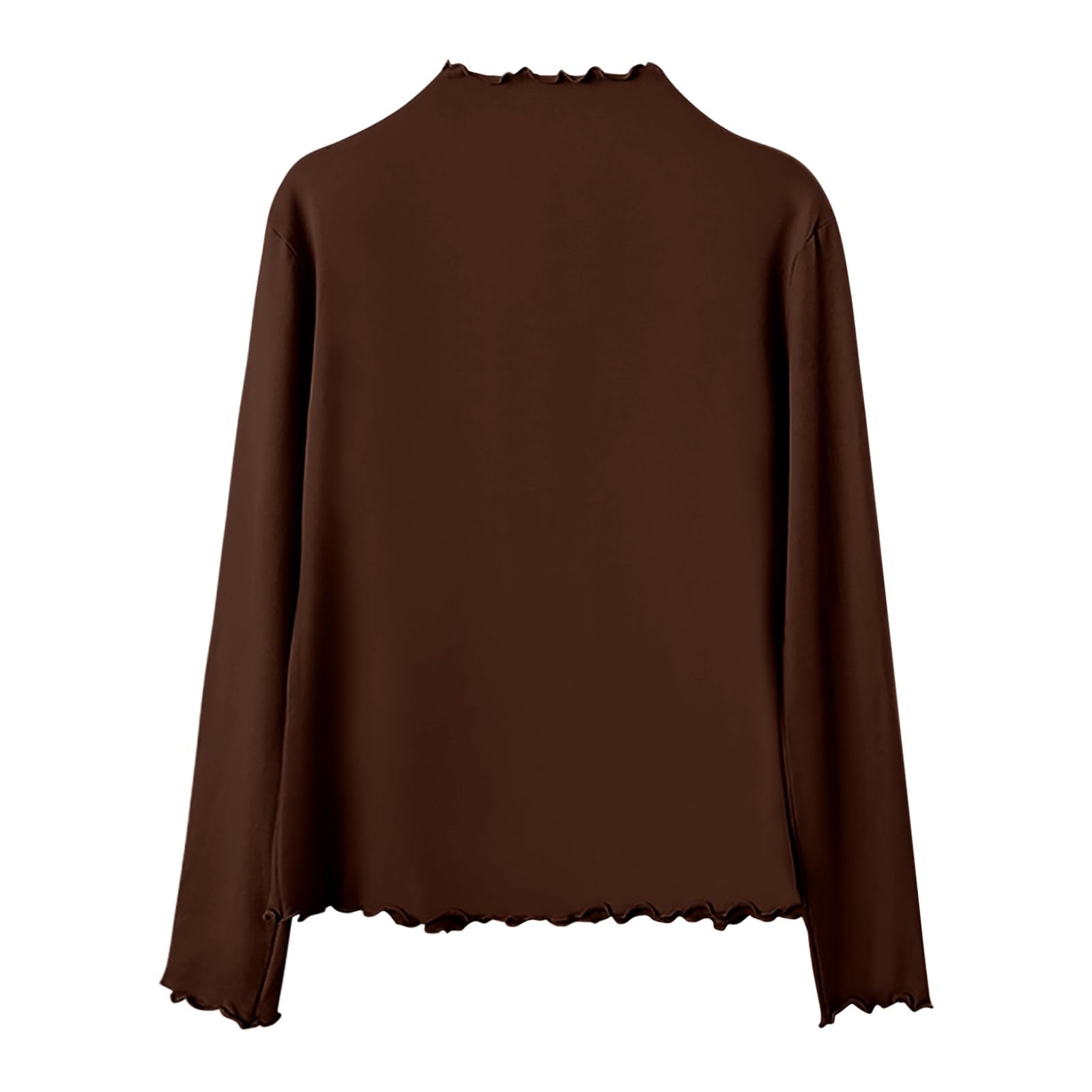 Camisetas térmicas para mujer, color marrón, camisetas de manga larga para mujer, camisetas básicas de cuello alto para mujer, camisetas de invierno de manga larga, camisetas elásticas para salir,
