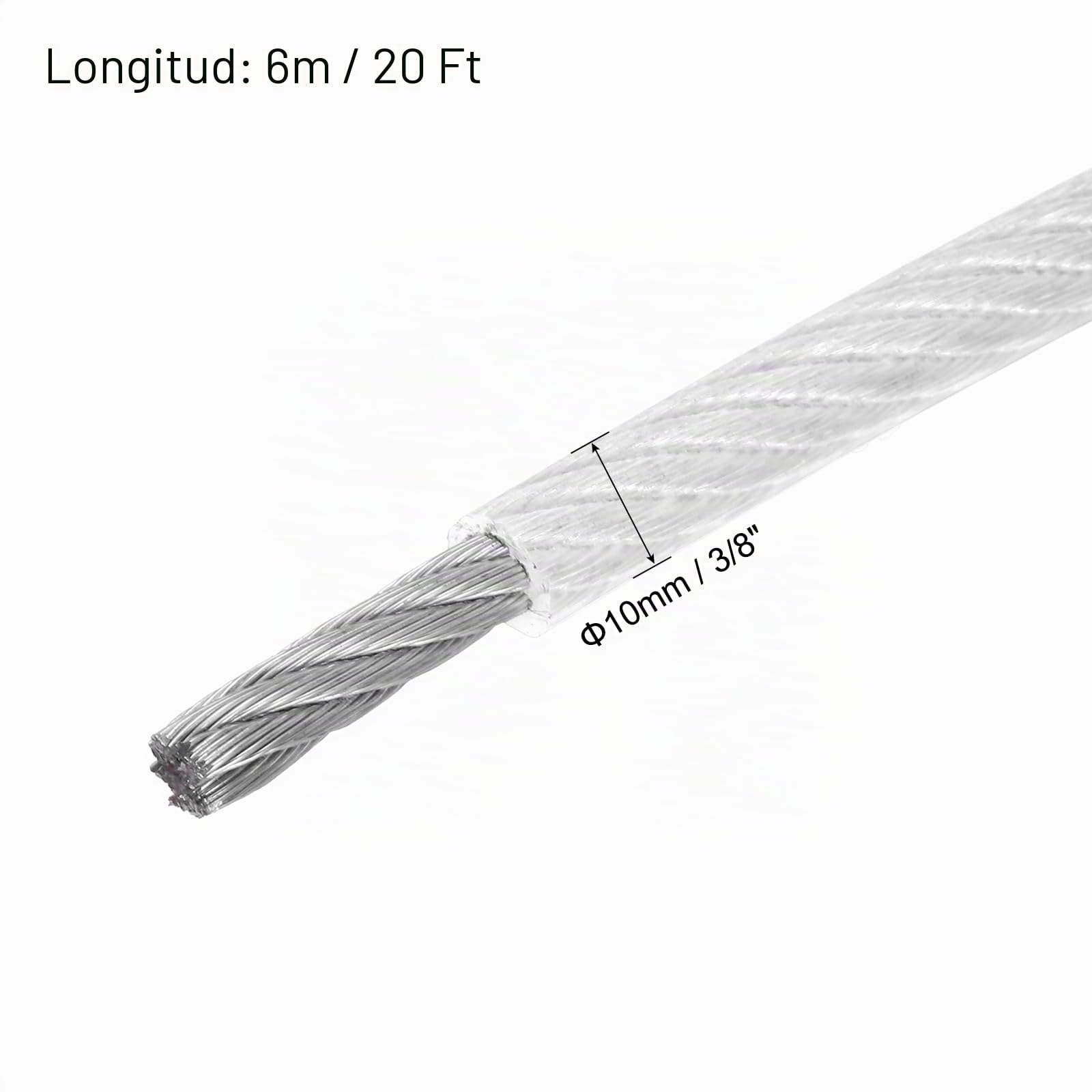 QUARKZMAN Cable de Acero Galvanizado Recubierto de Vinilo 6M / 20 Pies