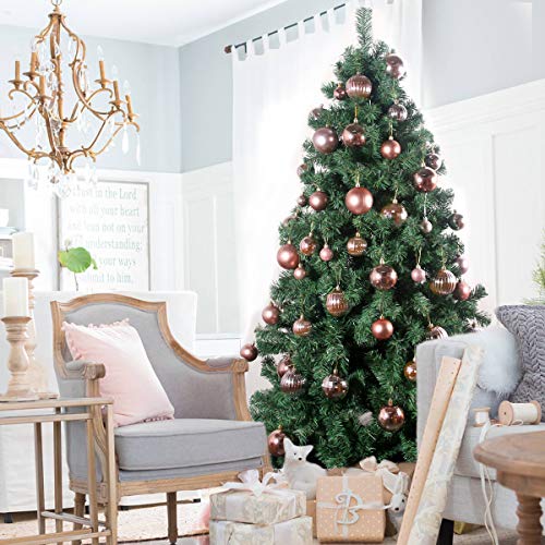 Rose Gold 4.0" Large Christmas Balls - Christmas Tree Decoration Ornaments Shatterproof Hanging Balls For Birthday Easter Valentine Wedding Decorations Set Of 4Pcs #TOP7