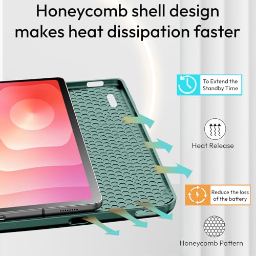 Image of Robustrion Cover Case for Samsung Galaxy Tab S11 11 inch Cover with [S-Pen Holder], Flip Cover Case for Samsung S11 Tablet 11 inch [Auto Sleep Wake] - Dark Green