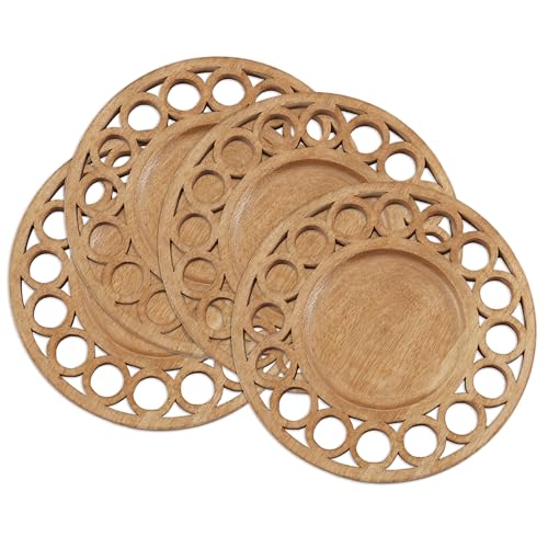 Platos decorativos redondos de madera mango set 4 miniatura 3