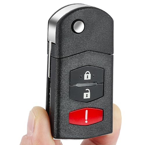 Keyecu Flip Remote Key Fob Shell Replacement for Mazda 2 3 5 CX7 CX9 2006-2015 Car Key Case Cover 3 Button (Empty Shells)