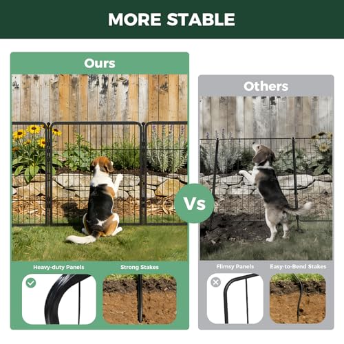 Image of FXW Garden Fence Outdoor for the Yard - 32in(H) x 72.9ft(L) Heavy Duty Metal Animal Barrier for Dog, No Dig Decorative Dog Fence, 32 Panels, Black