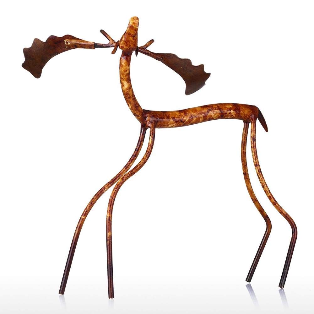 Levantar la Cabeza Escultura de Hierro de Alce Decoración del hogar Artesanía Escultura de Animales de Metal Obra de Arte para la decoración de la Oficina en casa, Levantar la Cabeza