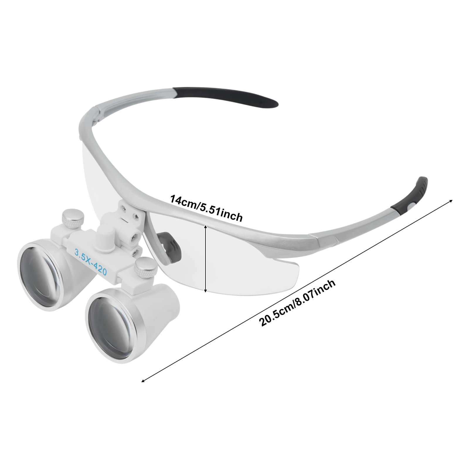 Gafas de lupa para dentista con faro LED 3.5x 420 mm