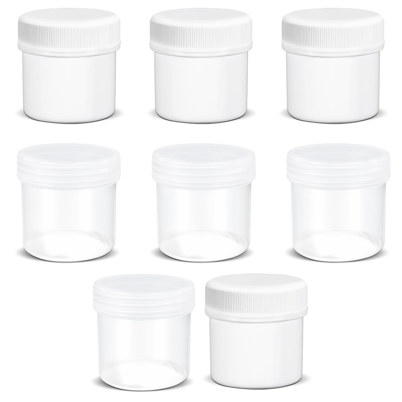 TSA Approved Wide Mouth Travel Size Containers, PP Clear & White Leak Proof Travel Plastic Jars with Lids for Creams Lotion Cosmetic, Jewelry Beads,