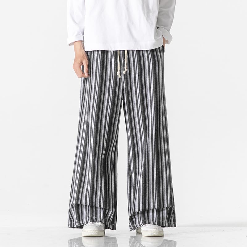 GUOYUXIAO Men's Pants Spring Large Size Striped Loose Straight Wide-Legged Trouser2