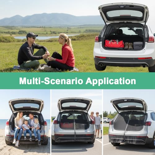 Image of STHIRA Car Tailgate Mesh Screen for SUV Van, Breathable Magnetic Car Screen for Tail Gate Hatch Camping Gear Accessories, Quick Set Up with Hook Strap Portable Camping Road Trip Essential