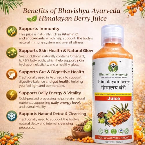 Image of Sea Buckthorn Juice, Rich in Vitamin C & Antioxidants, Omega 3 6 7 9 Health Syrup for Men & Women, 500 ml