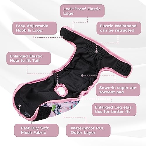 Image of Paw Legend Washable Reusable Female Dog Period Diapers for Heat Doggie Puppy Diapers for Female Dogs (3 Pack, X-Small)