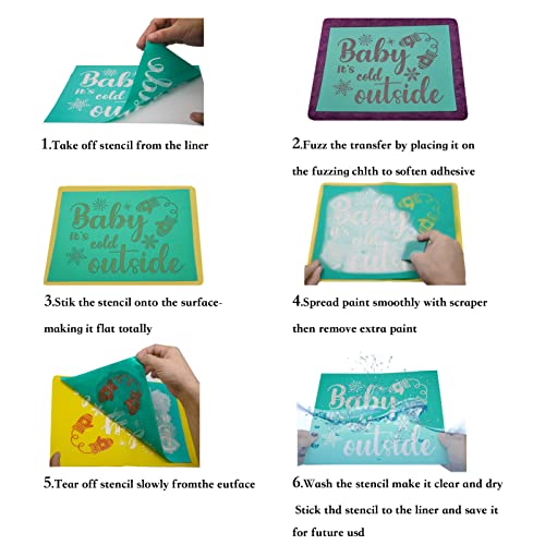 Image of Self Adhesive Screen Printing,Stencils Mesh Transfer Stencils - Reusable Screen Printing Stencil Patterns for DIY Painting (Summer Beach 4PC)