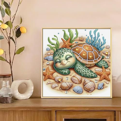 Image of AiYuanzsh DIY Diamond Art Painting Kits for Adults, 5D Special Shape Crystal Rhinestone Diamond Art Kits for Beginners, for Home Wall Decoration Gift 12x12 inch, Turtle Sleeping