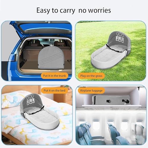 Image of 3-in-1 Portable Baby Bassinet & Diaper Bag, Foldable Travel Bed with Mosquito Net & Sun Awning, Breathable Newborn Lounger for Co-Sleeping, Lightweight Grey Infant Crib for Camping & Outdoor Use
