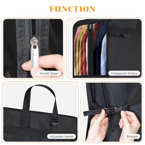 Univivi Garment Bags for Hanging Clothes, 50" Heavy Duty Suit Bags, Extra Capacity Clothes Bags for Moving, Suit Cover with Handles and Buckle Straps for Suit, Coat, Jacket thumbnail 4