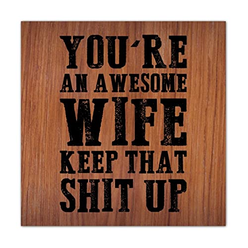 Plaque en bois You're An Awesome Wife pour une déco de chambre romantique