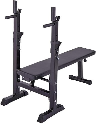 Miniatura 6 de Juego de soporte plegable ajustable para pesas y banco de pesas con función de ajuste de inclinación, entrenamiento de fuerza de cuerpo completo,