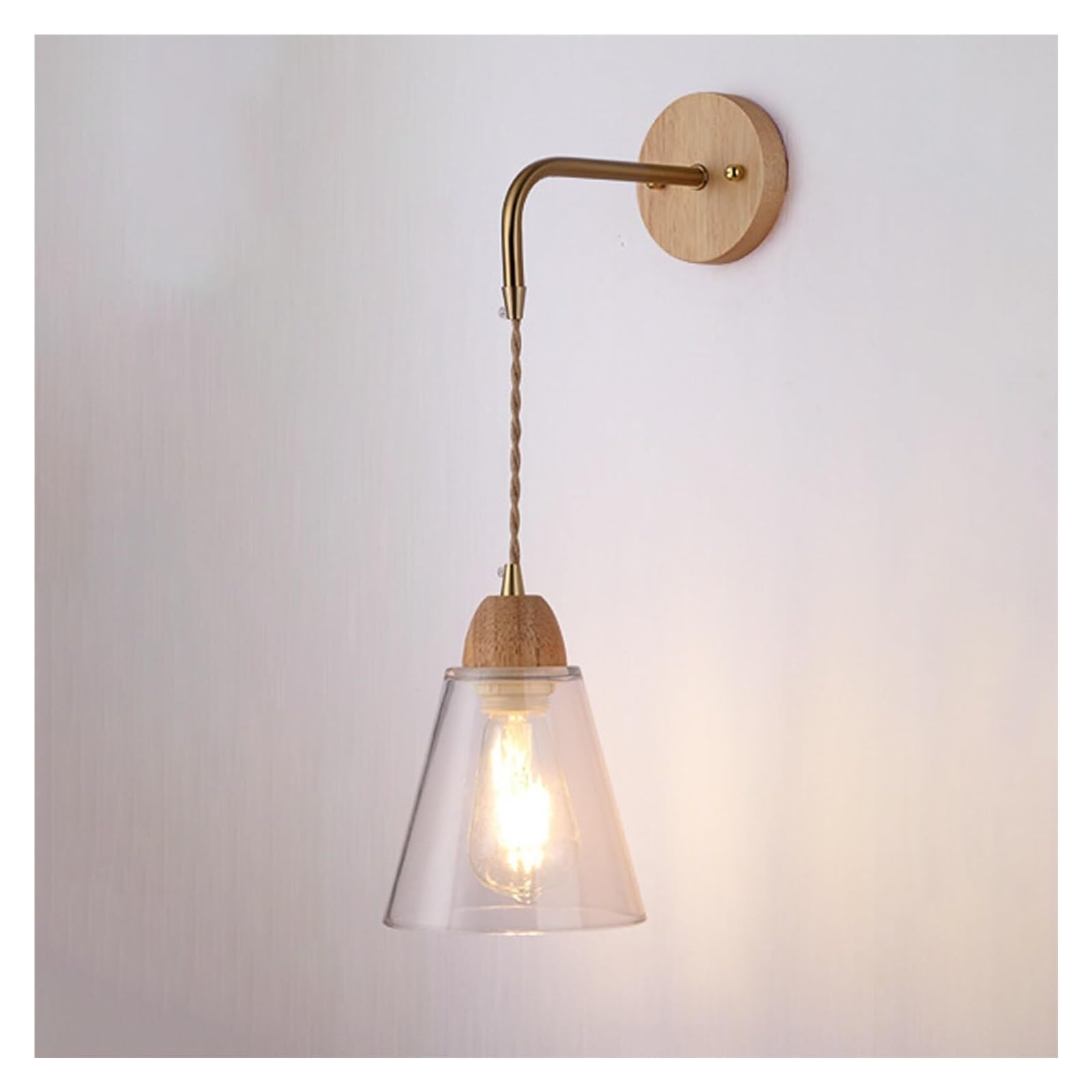 SMCCYYSD Modern Wood Wall Light Adjustable Hanging Sconce Indoor Bedside Mounted Lamp for Bedroom Living Room Study Dining Hallway Stairs Hall Restaurant Lantern