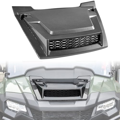 SAUTVS Sport Hood Scoop with Mesh for Honda Pioneer 700 2P 4P 2014-2025, Carbon Fiber Pattern Hood Scoop with Grille Kit Front Hood Cover for Honda Pioneer 700-2 700-4 2014-2025 Accessories
