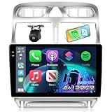 NHOPEEW Autoradio 4+128G Android pour Peugeot 307 2002 2013 avec Carplay sans Fil et Android Auto   Écran incell 9 Pouces Prise en Charge WiFi GPS Commandes au Volant + Caméra de recul, Canbus