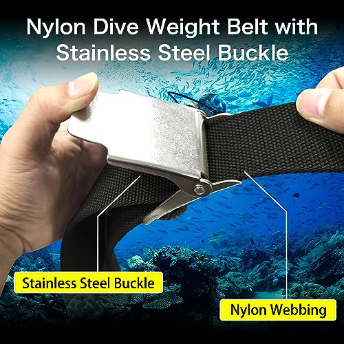 Skywoods Scuba Weight Belt for Diving 67 Inch,Nylon Dive Weight Belt with Stainless Steel Quick Release Buckle,Diving Belt for Freediving, Scuba Diving Black - Thumbnail 5