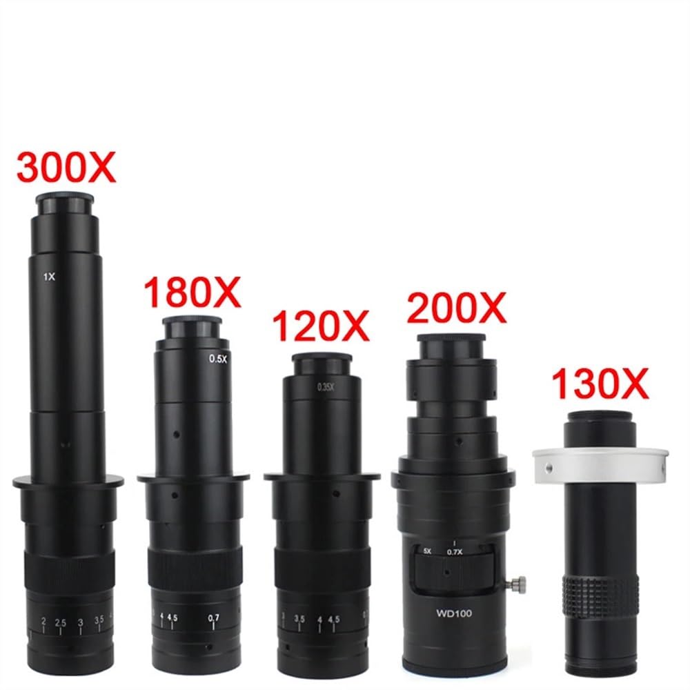 Microscopios Ajustables con Zoom de 180X, 120X, 300X, 200X y 130X, Montura C, Aumento de 0.7X a 4.5X, 25 mm, HDMI, USB, para cámara de Video Industrial.