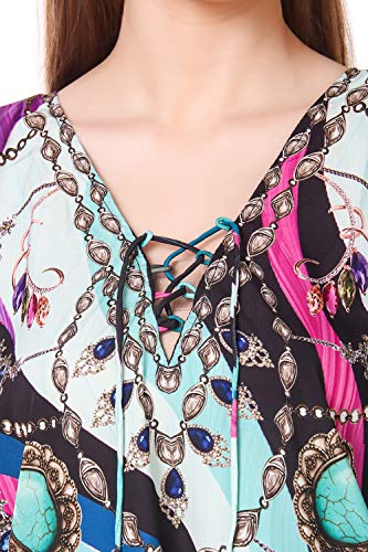 Image of RAVI RAJORIA Georgette Digital Printed Beach Wear Kaftan Blue Free Size R800 | Multi Color 2